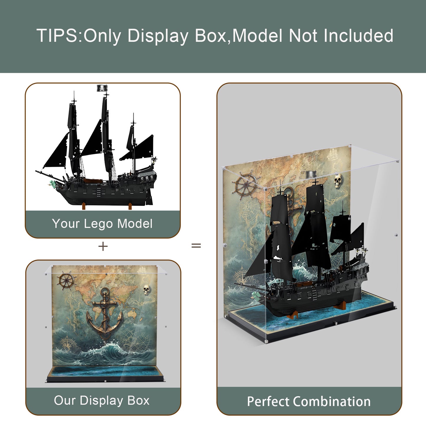 BrickArmor Display Case for LEGO 10365 Black Pearl Ship Building Set,Dustproof Clear Display Box Compatible with Lego10365(Box Only，Model Not Included)