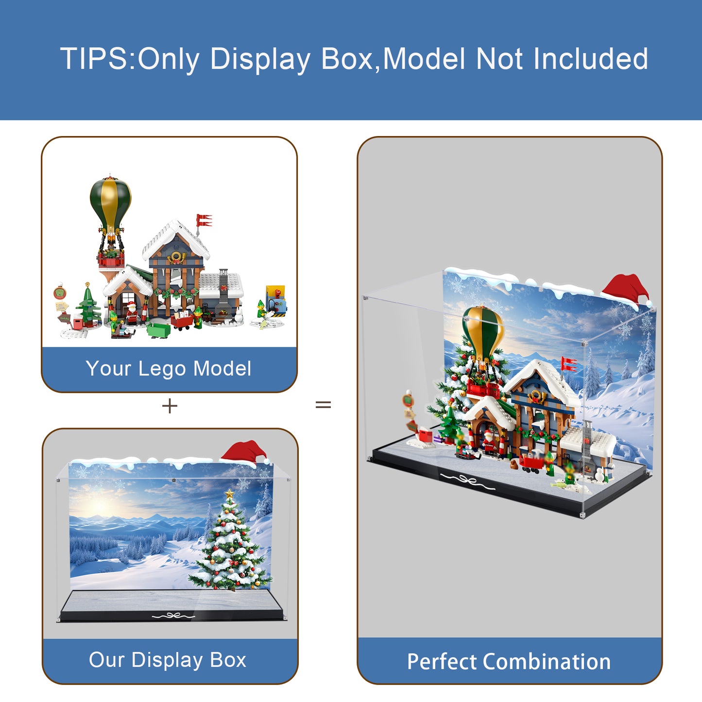 Acrylic Display Case Compatible with Lego 10339 Santa Claus Post Office Set,Innovative Magnetic Front Dustproof Display Box Compatible with Lego 10339 (Box Only, Model Not Included)