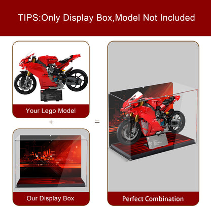 BrickArmor Display Case for LEGO 42202 Motorcycle Ducati Panigale V4 S Building Set, Dustproof Clear Display Box Compatible with Lego 42202 (Box Only，Model Not Included)
