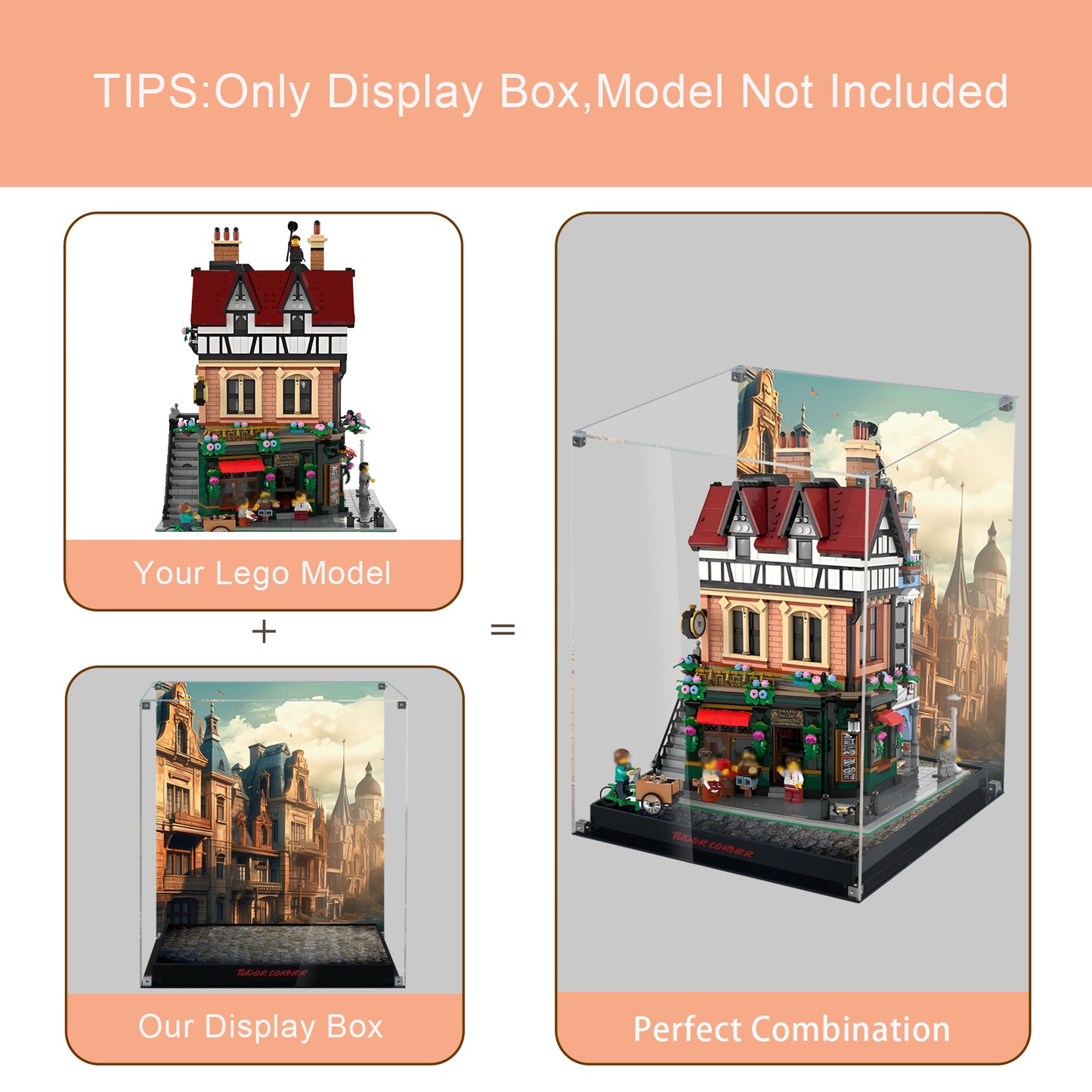 BrickArmor Display Case for LEGO 10350 Tudor Corner Building Set,Dustproof Clear Display Box Compatible with Lego 10350(Box Only，Model Not Included)