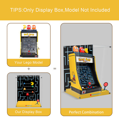 Acrylic Display Case Compatible with Lego 10323 PAC-Man Arcade Set, Creative Magnetic Front Panel, Dustproof Clear Display Box Compatible with Lego 10323 Icons Building Blocks Model (Case Only)