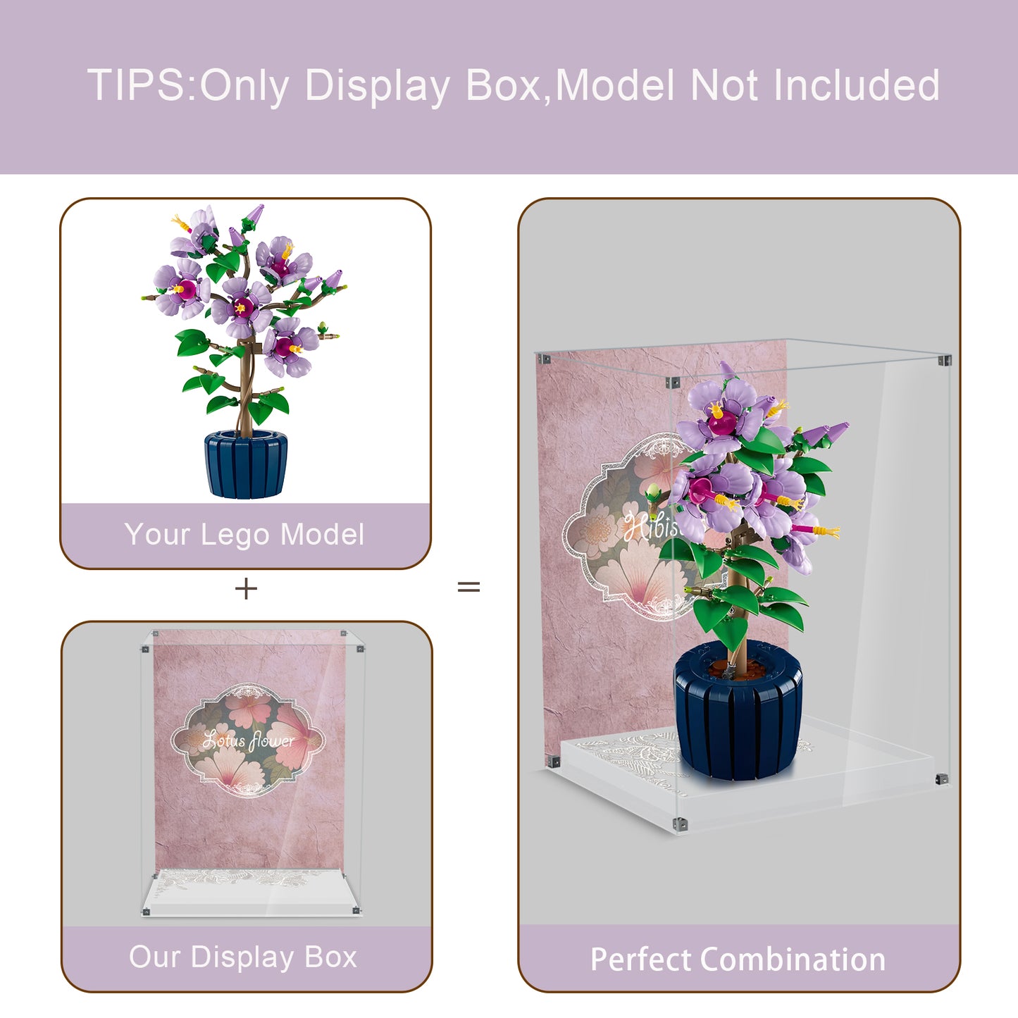 BrickArmor Display Case for LEGO 10372 Hibiscus Flowers Building Set,Dustproof Clear Display Box Compatible with Lego10372（Box Only, Model Not Included）