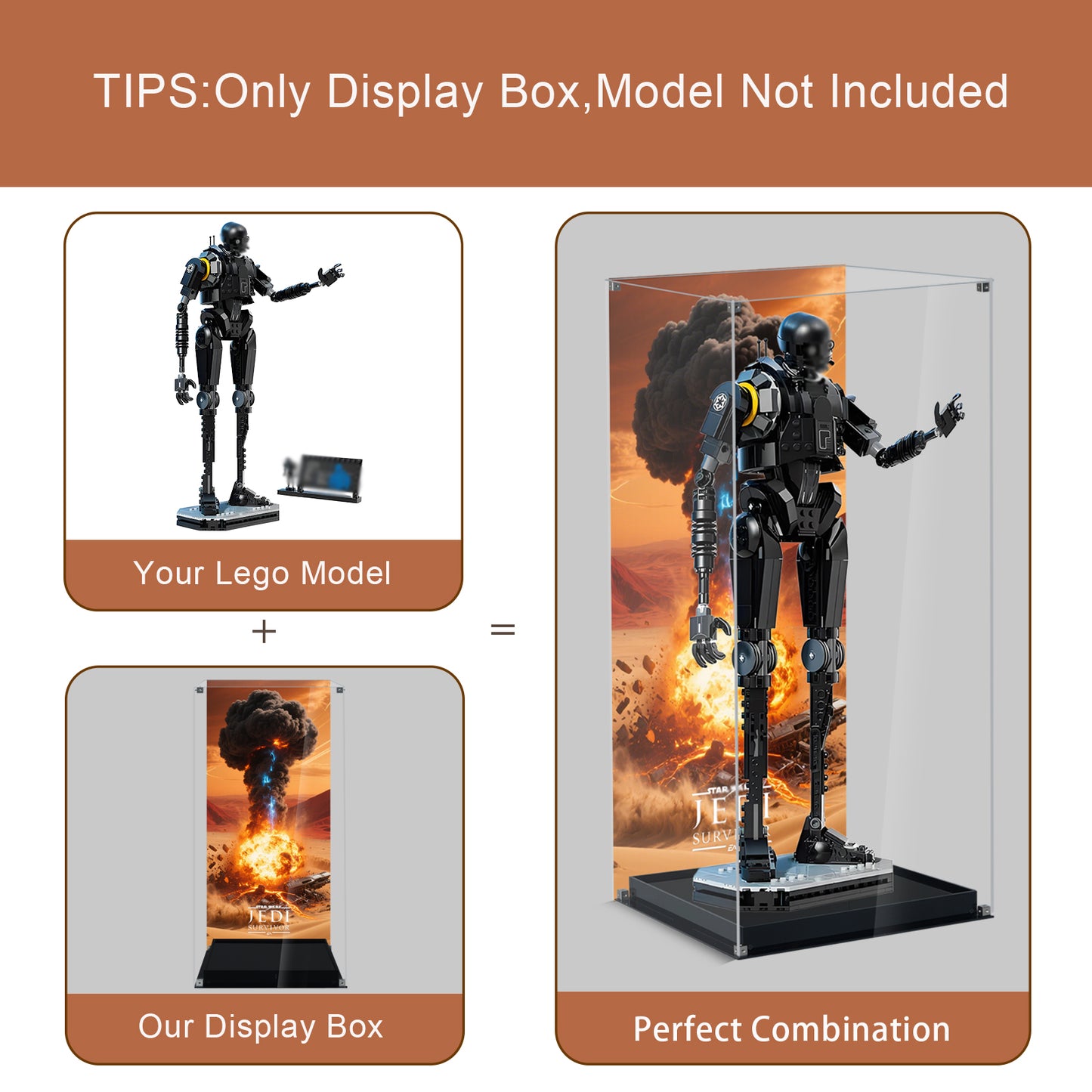 Acrylic Display Case Compatible with Lego75434 K-2SO Security Droid Building Set,Dustproof Clear Display Box Compatible with Lego75434(Box Only, Model Not Included