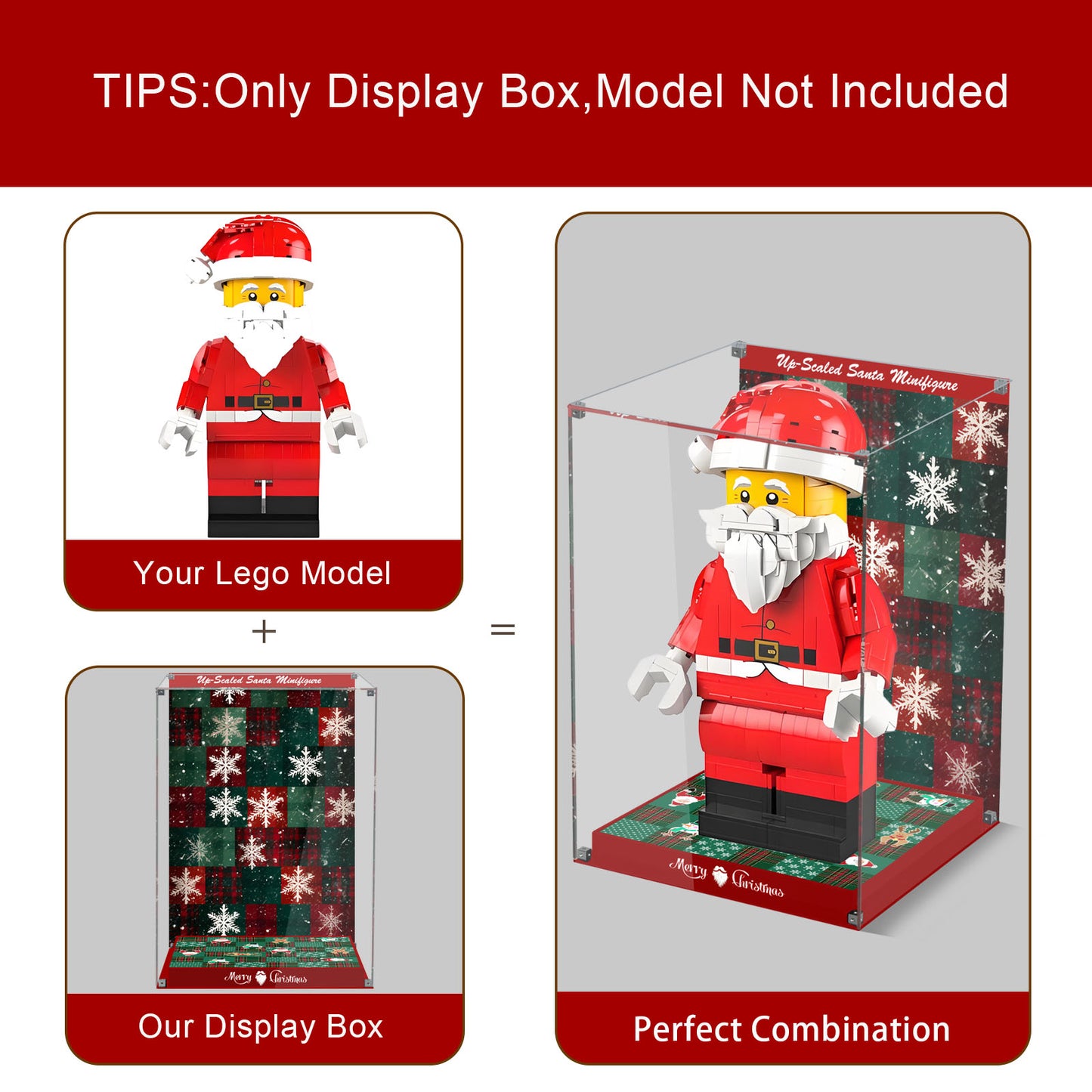 BrickArmor Display Case for LEGO 40820 Santa Minifigure Set,Innovative Magnetic Front Panel Dustproof Display Box Compatible with Lego 40820 (Only Box, Model Not Included)