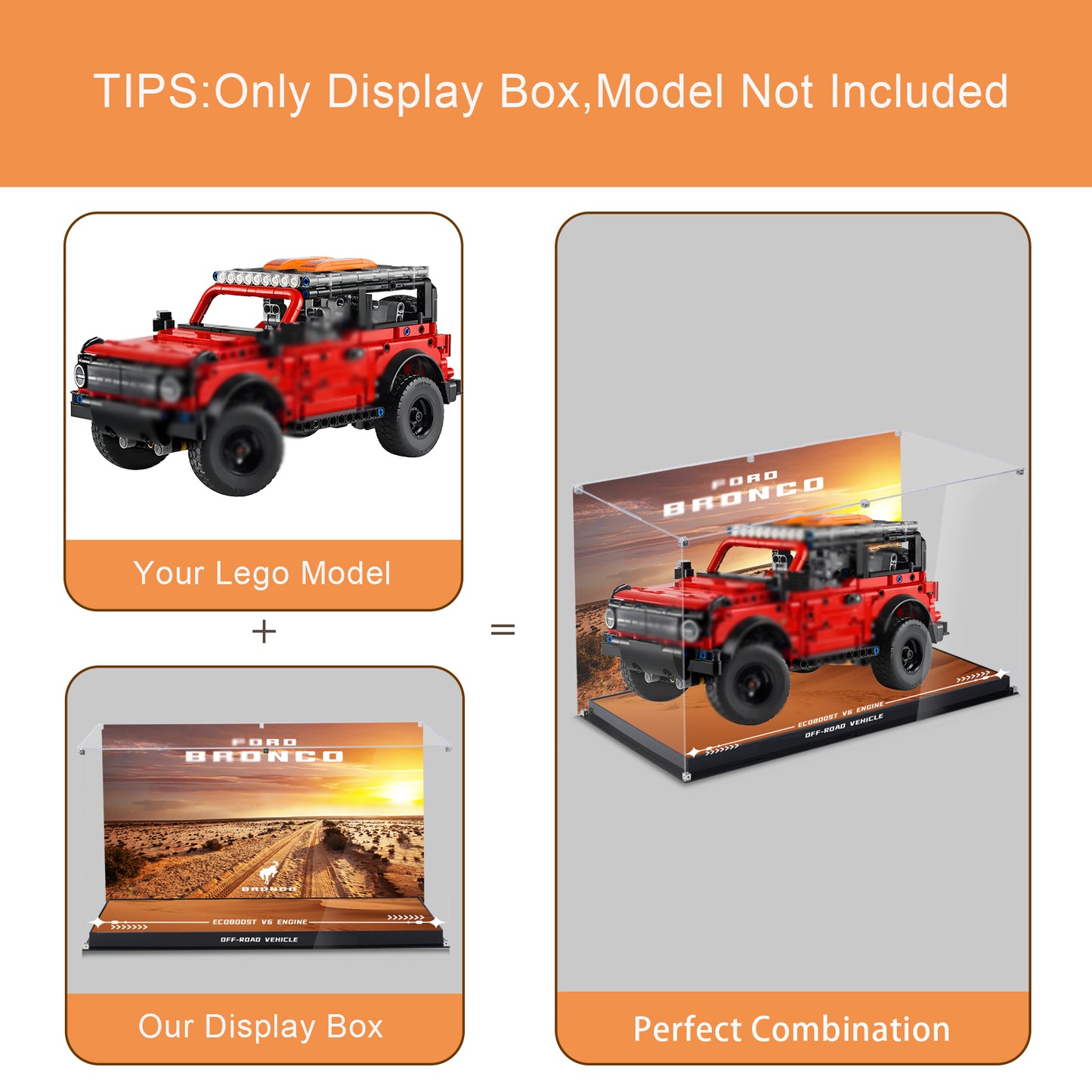 BrickArmor Display Case for LEGO 42213 Ford Bronco SUV Technic Car Building Set,Dustproof Clear Display Box Compatible with Lego 42213 (Box Only，Model Not Included)
