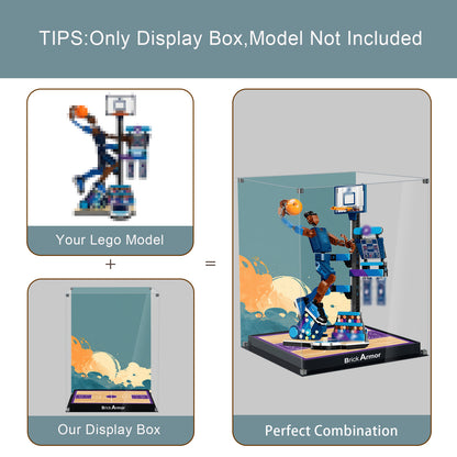 BrickArmor Display Case for LEGO 43010 Nike Slam Dunk Set, Dustproof Display Box & HD Painted Basketball Background Compatible with Lego 43010 Slam Dunk (Box Only, Model Not Included)