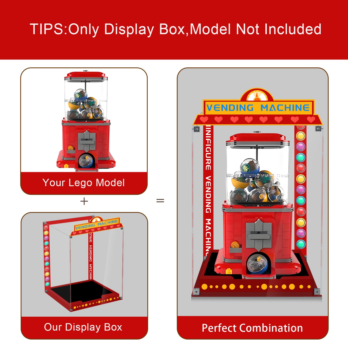 Acrylic Display Case Compatible with Lego 21358 Vending Machine Set, Creative Magnetic Front Panel, Dustproof Clear Display Box Compatible with Lego21358 Building Block(Case Only)