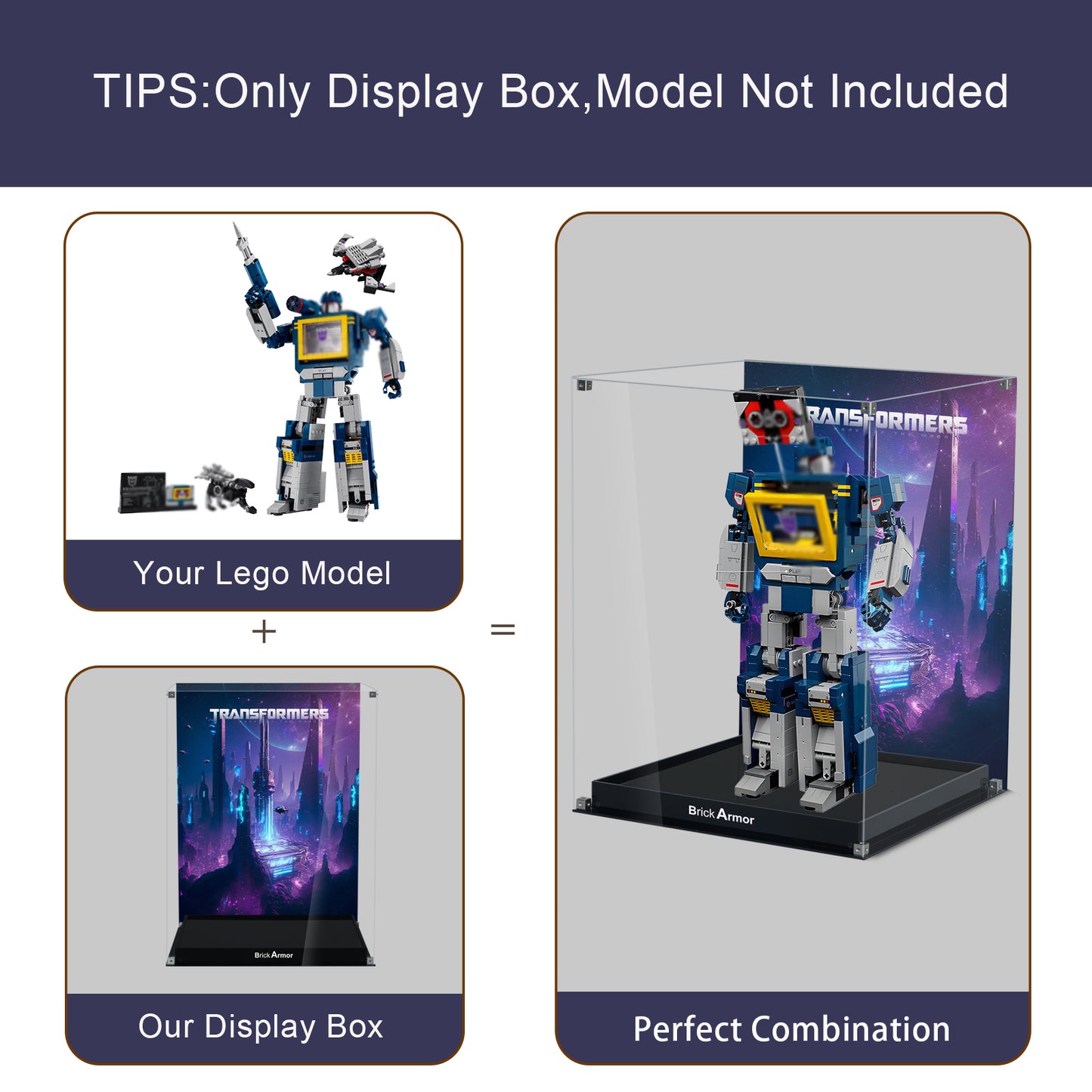 BrickArmor Display Case for LEGO Transformers Soundwave 10358 Model Dustproof Clear Display Box Compatible with Lego 10358 (Box Only, Model Not Includ)